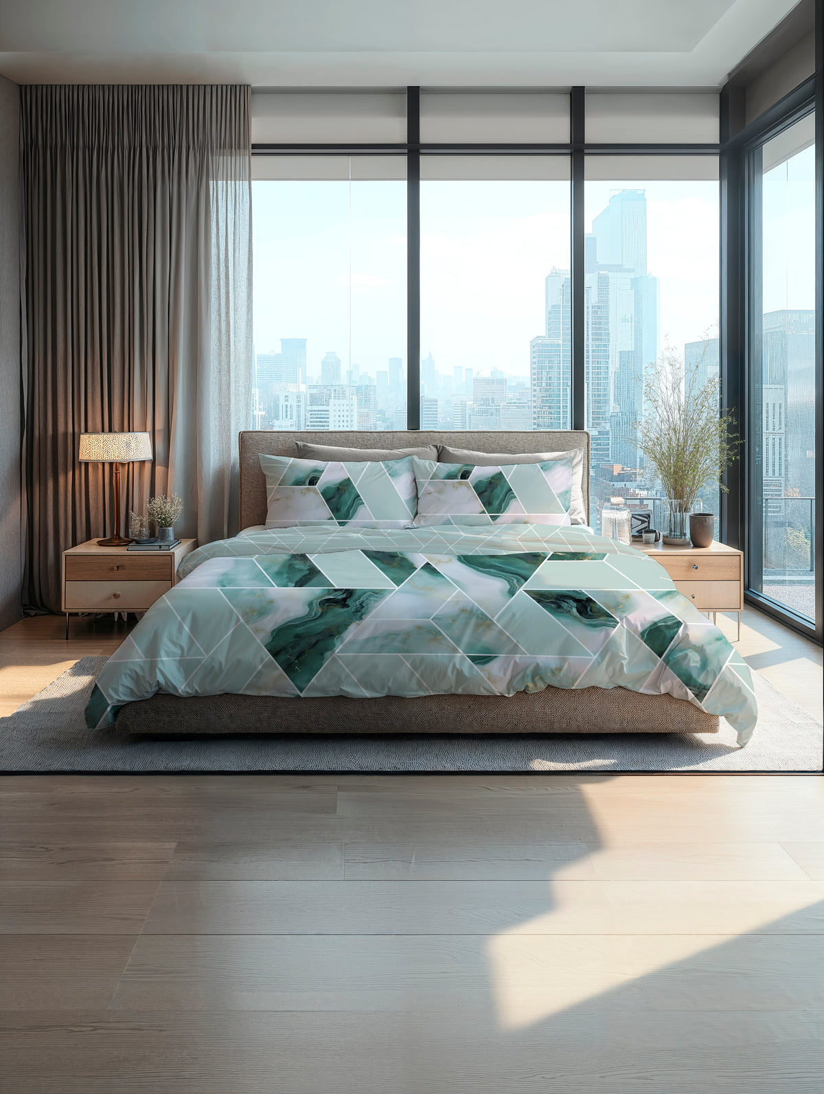 Heckettlane Dekbedovertrek Yarra Sea Green - 100% Katoen-Satijn