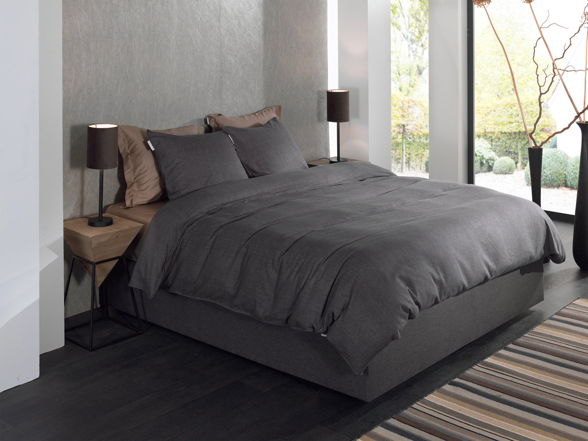 Heckettlane Dekbedovertrek Spina Anthracite - 100% Katoen-Flanel