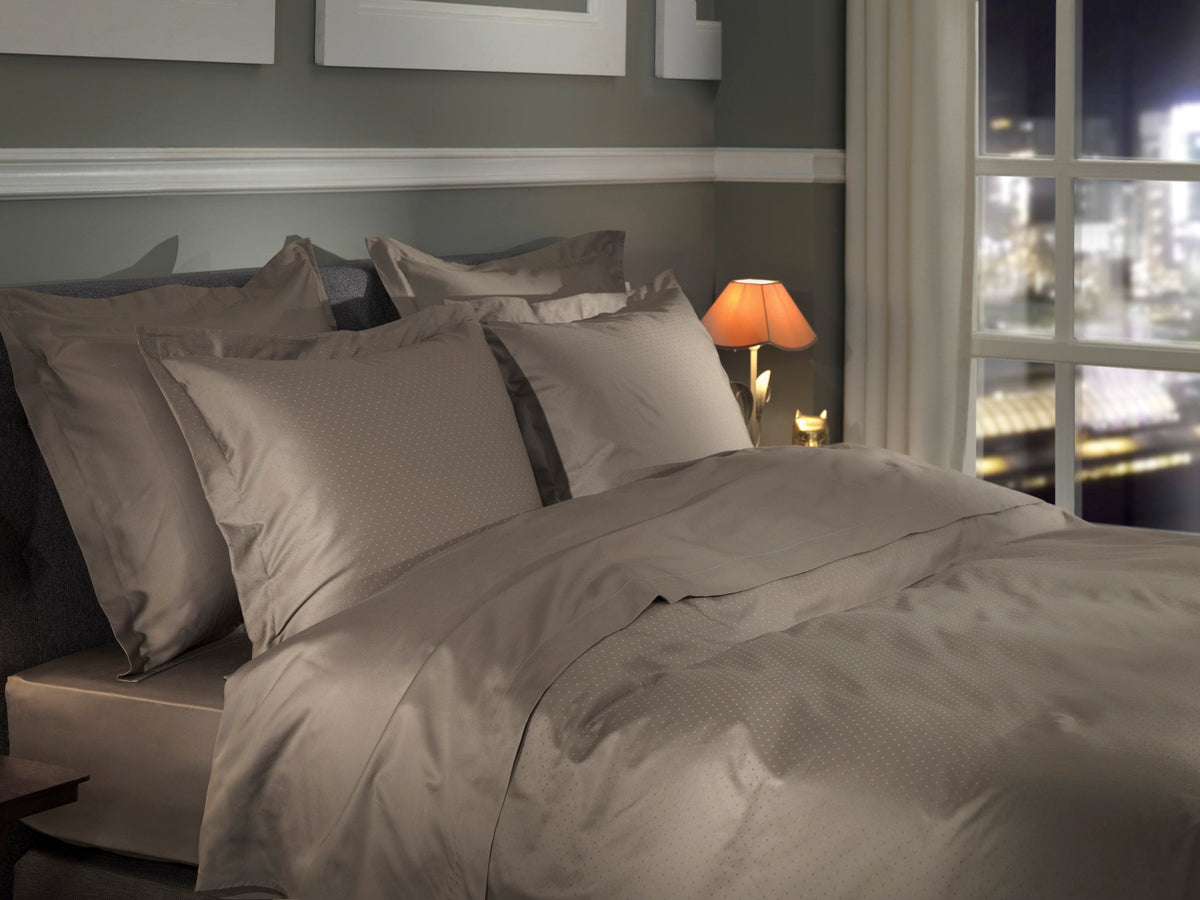 Heckettlane Dekbedovertrek Punto Taupe Grey - 100% Katoen-Satijn